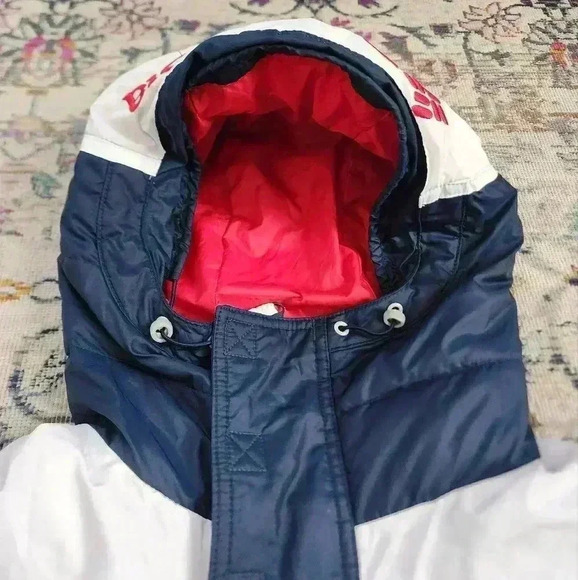 Columbia Mens Vintage Classic Navy Pullover Puffer Winter Hooded Jacket, sz SM - Picture 12 of 17